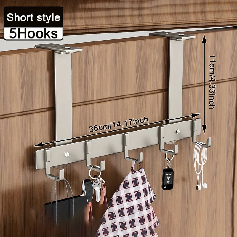Over Door Metal Hooks Rack 5/7 Adjustable Bathroom Organizer