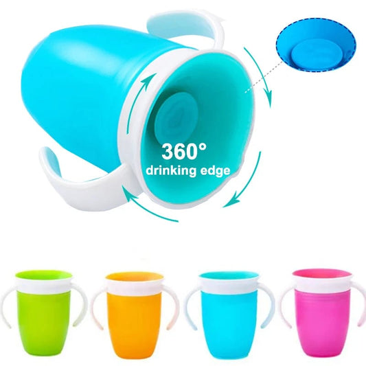 360° Rotated Baby Learning Cup Double Handle Flip Lid Leakproof