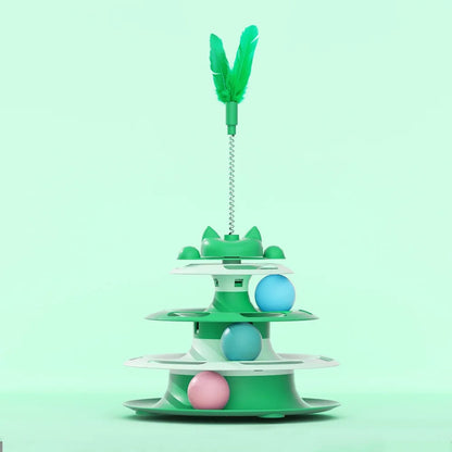 Interactive Cat Toy Set: Turntable, Teaser Wand & Balls for Cats