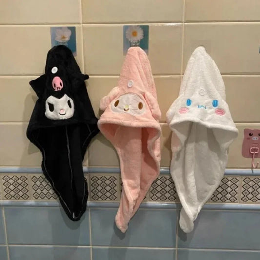 Quick Dry Microfiber Hair Towel Wrap Kuromi My Melody Shower Cap