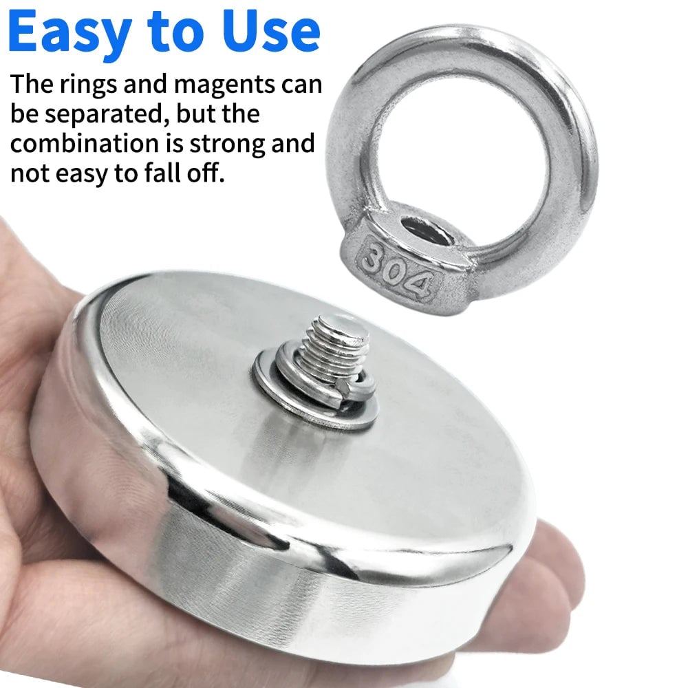 N52 Neodymium Fishing Hook Magnet D16-D42mm Heavy Duty Eyebolt
