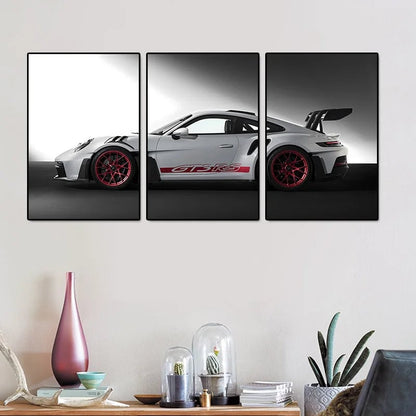 3Pcs Vintage Industrial GT3RS Canvas Wall Art Print Set Home Decor