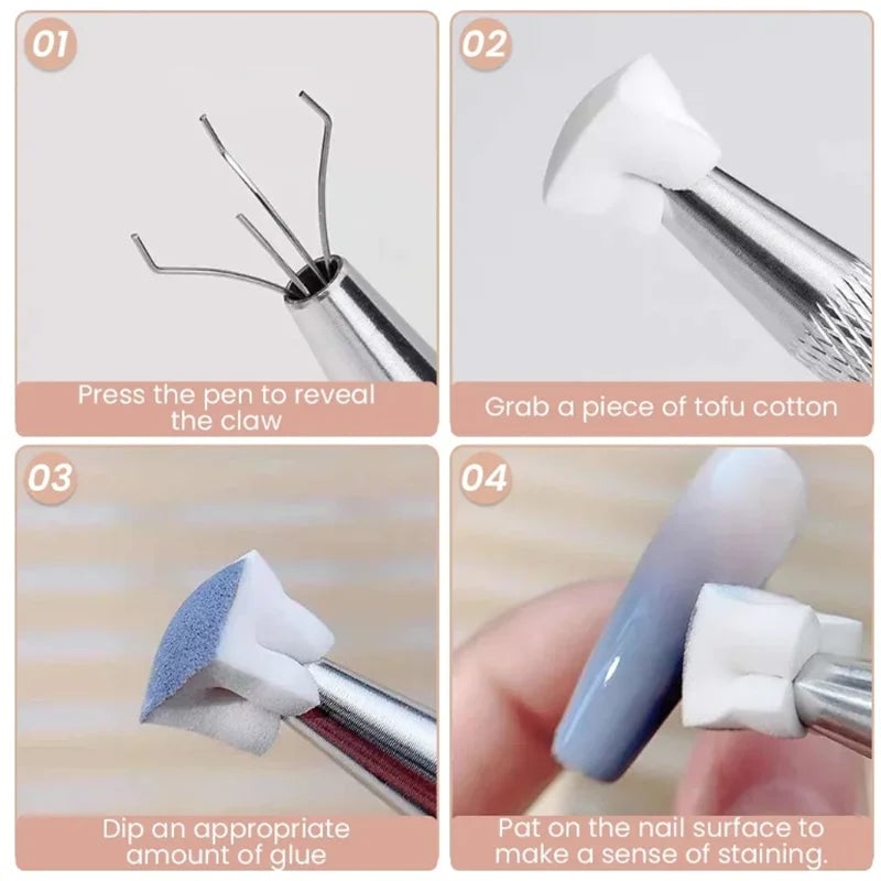 150pcs Sponge Gradient Nail Art Stamper Gel Polish Brush Tool Set