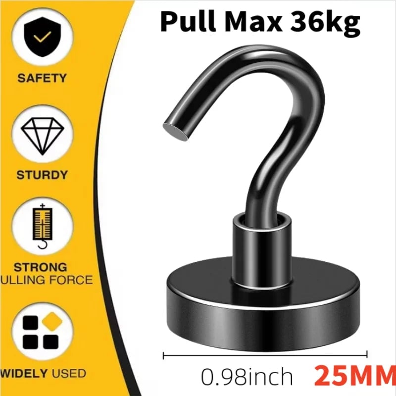 Heavy Duty Magnetic Hooks Black 4/6/8/12 Pack Home Office Hanging