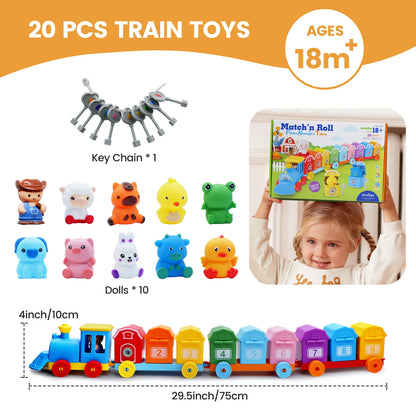 Montessori Farm Train Set - Counting Sorting Learning Toy Toddlers