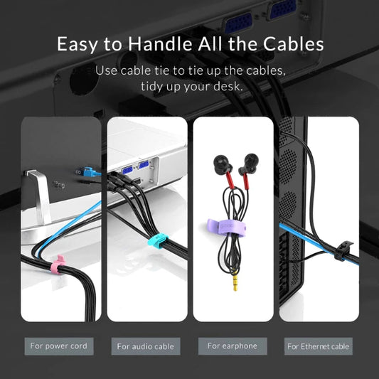 20PCS Silicone Cable Ties Reusable Wire Organizer Cord Holder Straps