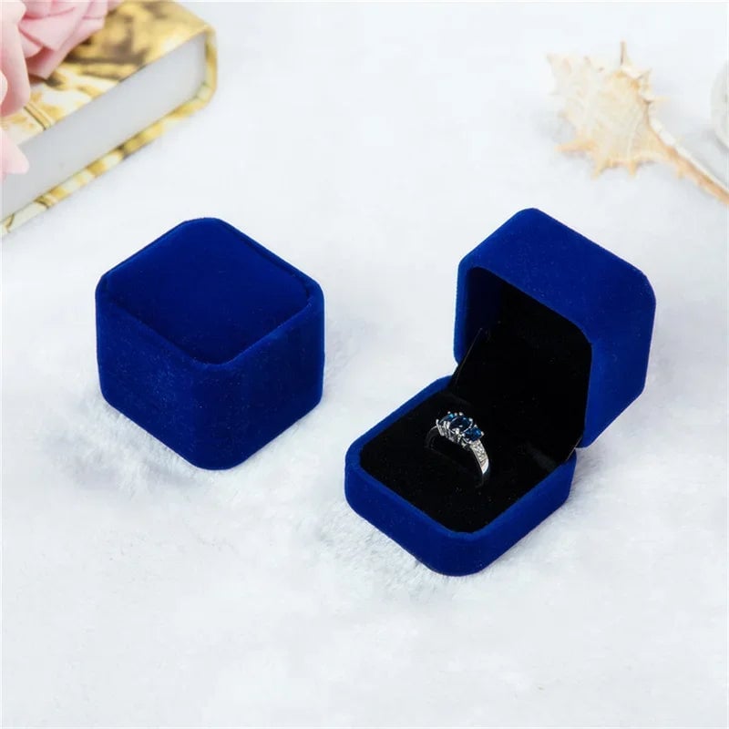 Rounded Flannelette Ring Box - Flocked Jewelry Storage Organizer