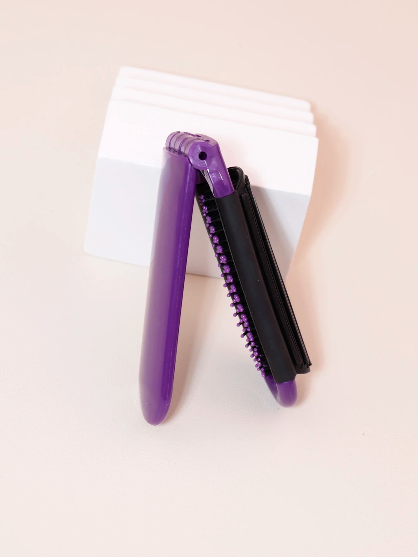 Folding Travel Mirror Hair Brush - Portable Mini Massage Wig Brush