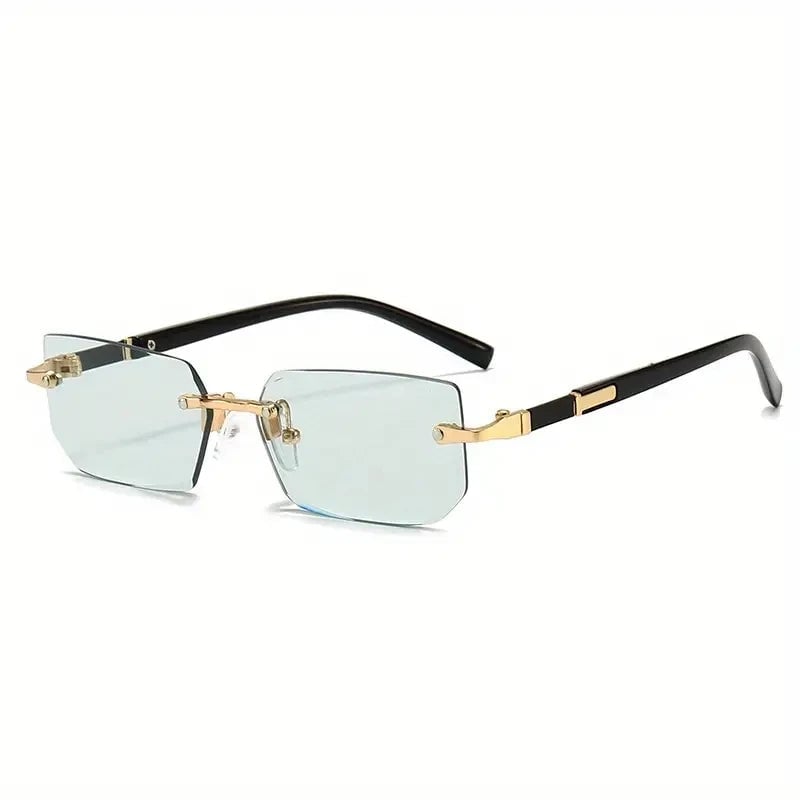 Rimless Rectangle Sunglasses - Unisex Small Square UV Protection