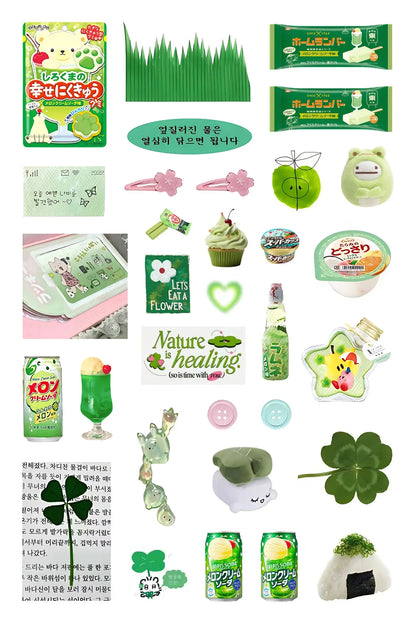 5pc Transparent Flash Film Glitter Stickers - Kawaii Phone Decor Set