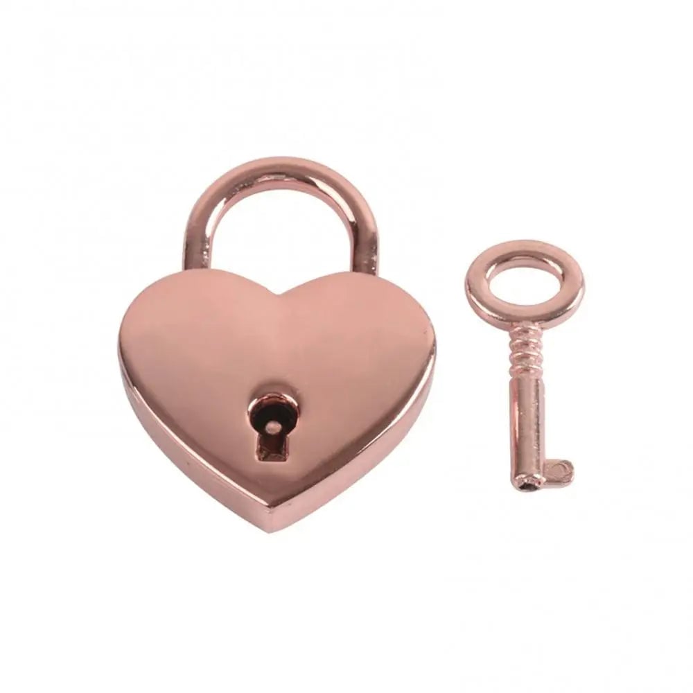 Heart Shape Mini Padlock Luggage Lock with Key - Vintage Style