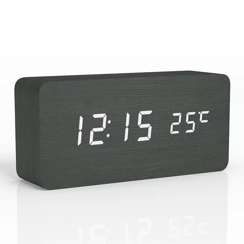 Wooden LED Digital Alarm Clock with Temperature Display Desk Clock