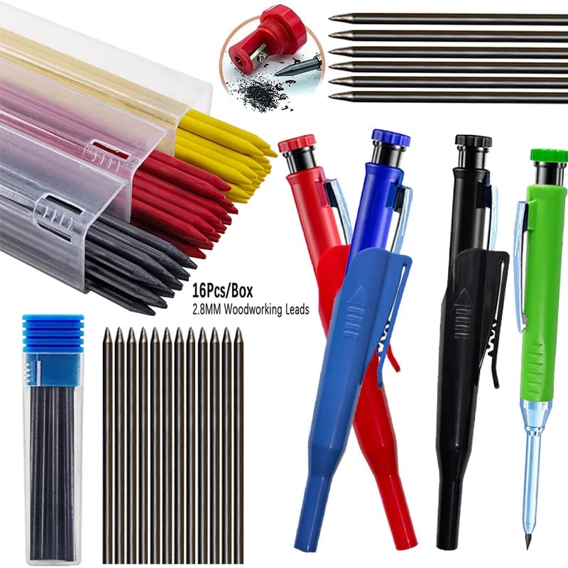 2.8mm Mechanical Carpenter Pencils Set 16 Refills Construction
