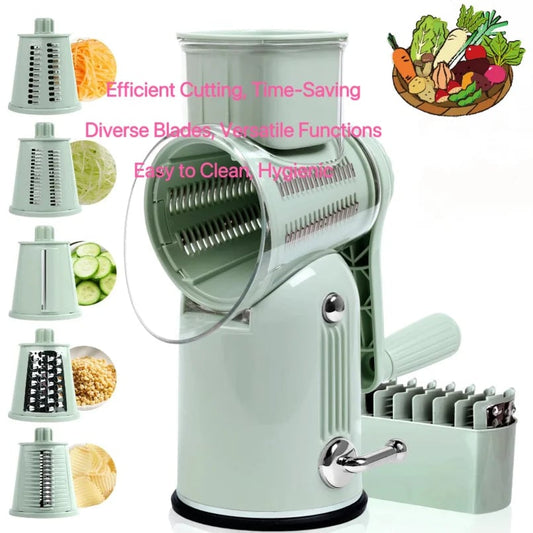 5-Blade Rotary Cheese Grater with Suction Base - Vegetable Shredder