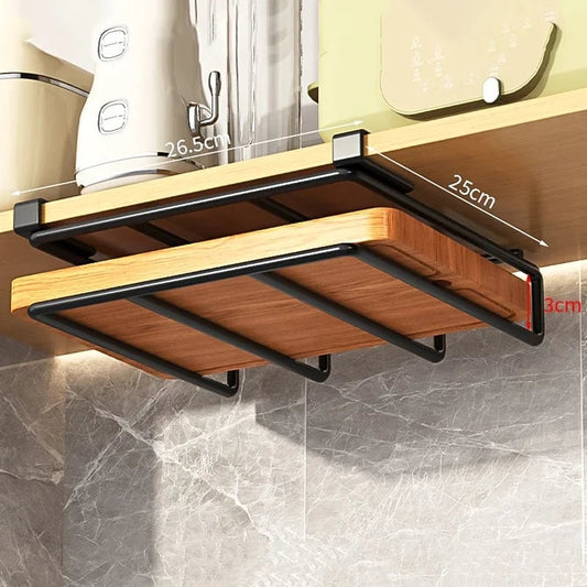 Under Cabinet Kitchen Organizer Rack Multi-Hook Storage Shelf