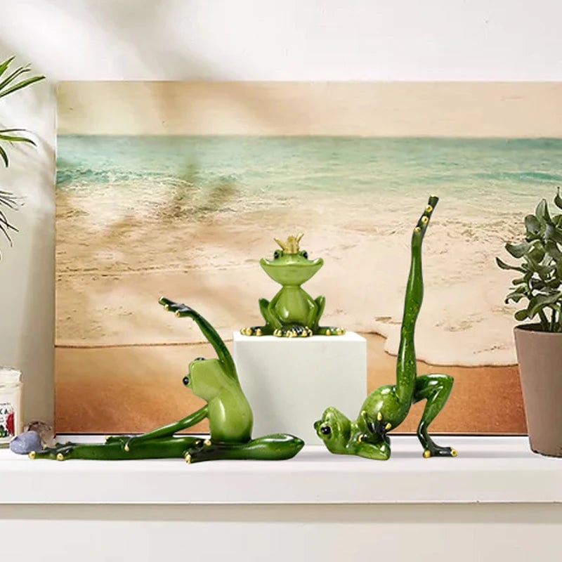 Rustic Resin Yoga Frog Desktop Decoration Bookcase Ornament