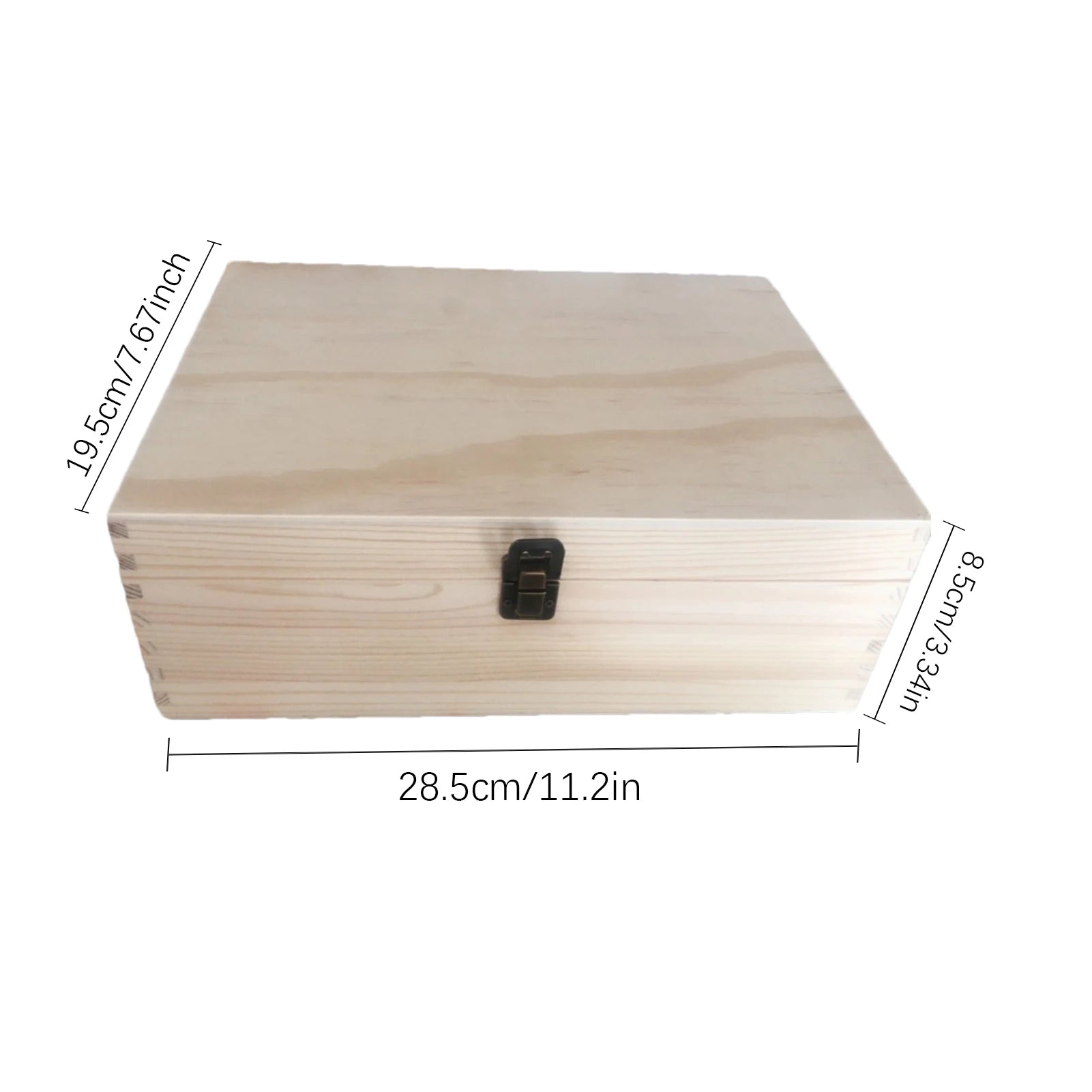 Unfinished Wood Jewelry Box Hinged Lid Storage Keepsake Organizer