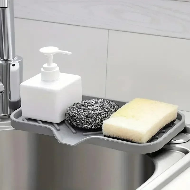 Silicone Sink Caddy with Drain - Soap Sponge Storage Organizer