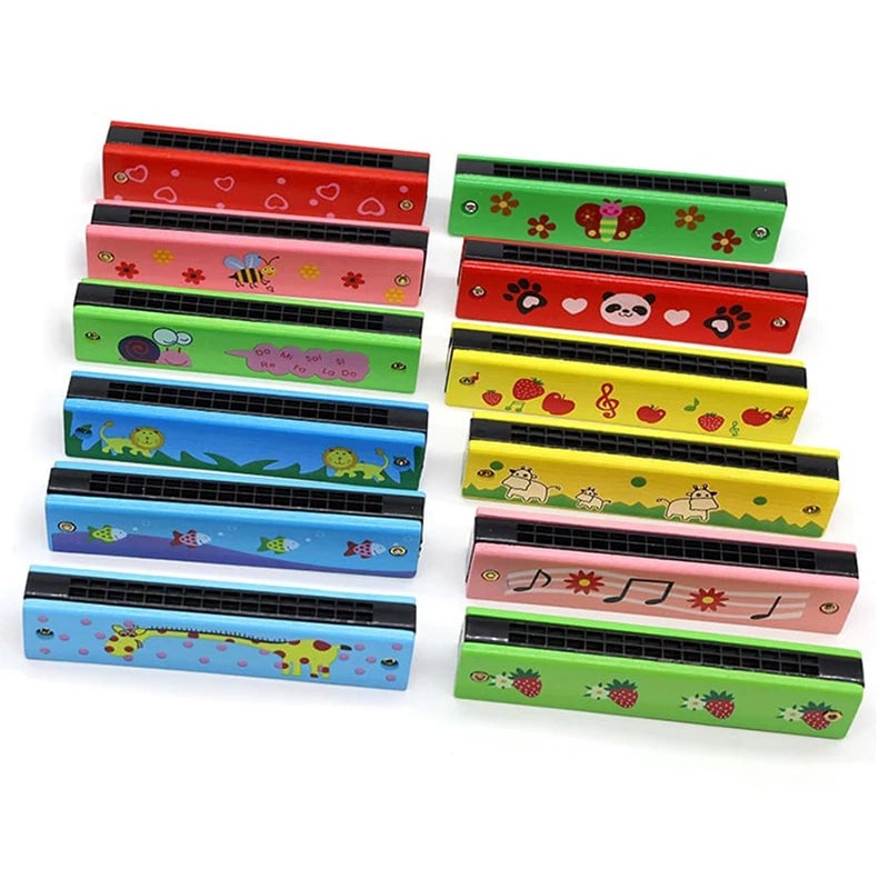 Wooden 10 Hole Harmonica Kids Educational Musical Instrument Toy