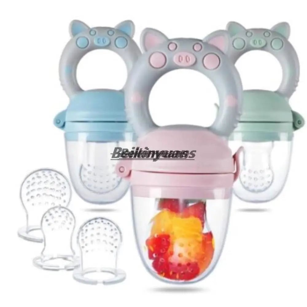 Silicone Baby Teething Pacifier Fruit Vegetable Bite Bag Molar Stick