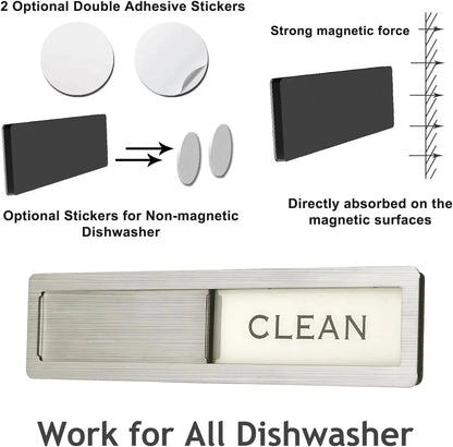 Premium Stainless Steel Dishwasher Clean Dirty Magnet Black White