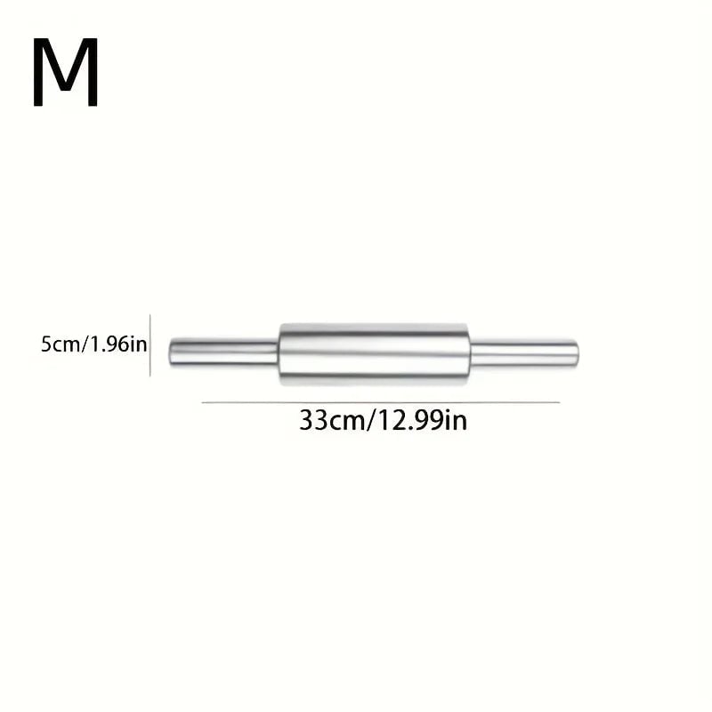 Heavy-Duty Stainless Steel Rolling Pin Anti-Slip Handle Baking