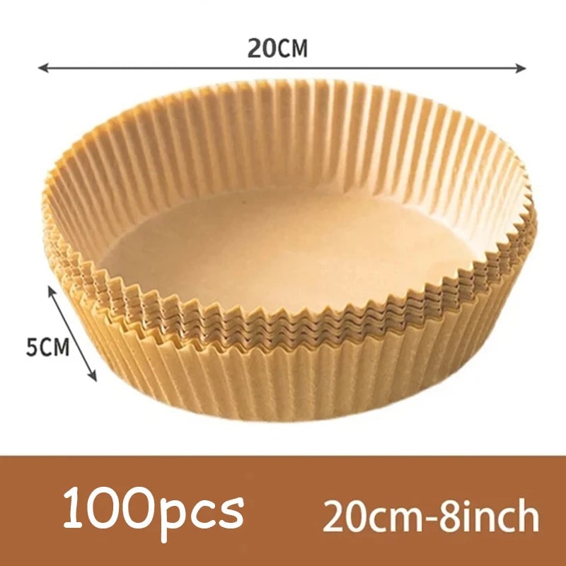 50Pcs Non-Stick Round Air Fryer Paper Liners Disposable Baking