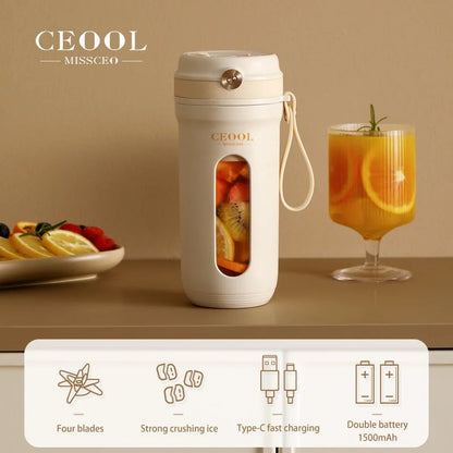 Mini Portable Electric Blender 380ml USB Rechargeable Fruit Juicer