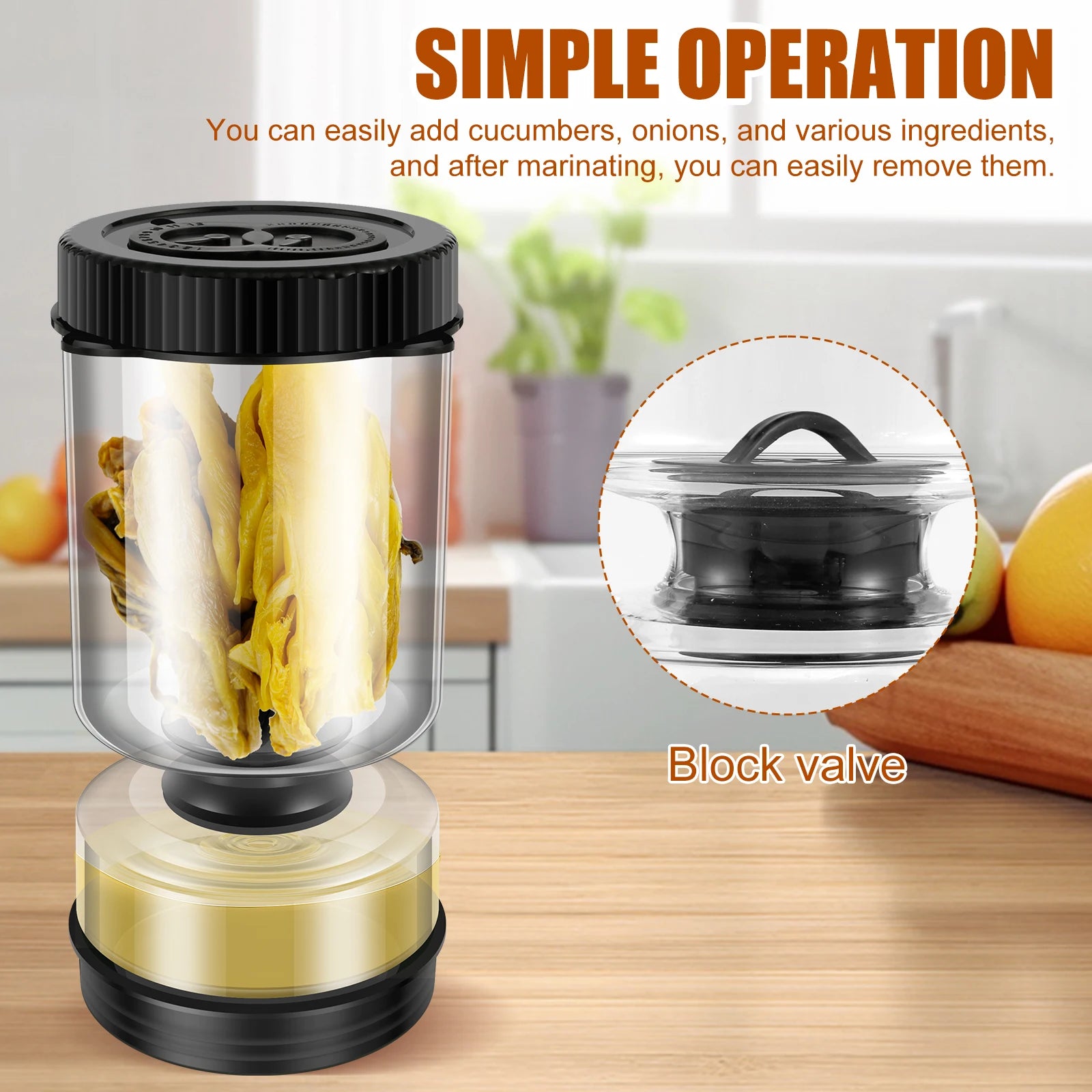Glass Hourglass Pickle Jar with Juice Separator - Wet & Dry Storage