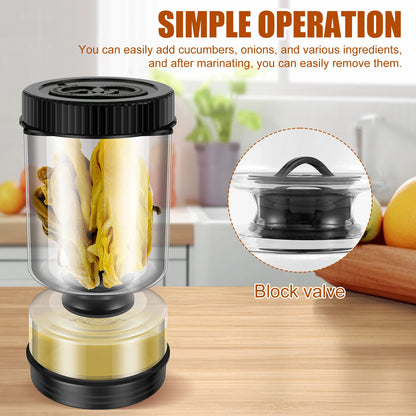 Glass Hourglass Pickle Jar with Juice Separator - Wet & Dry Storage