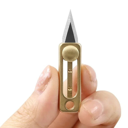 Mini Brass Steel Utility Knife Keychain - Portable Survival Tool