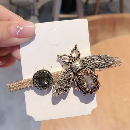 Crystal Rhinestone Hair Scrunchies - Elastic Retro Bee Design