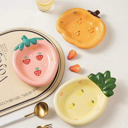 Ceramic Mini Dessert Plates - Small Fruit Salad Serving Trays Set