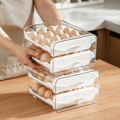 2-Layer Drawer Egg Storage Box - Large Capacity Refrigerator Organizer