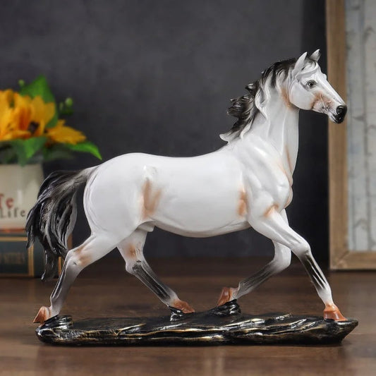 Vintage Resin Horse Sculpture Chinese Style Home Decor Figurine Art