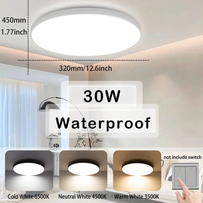 18W 30W 40W Waterproof LED Ceiling Light Round Bathroom Kitchen