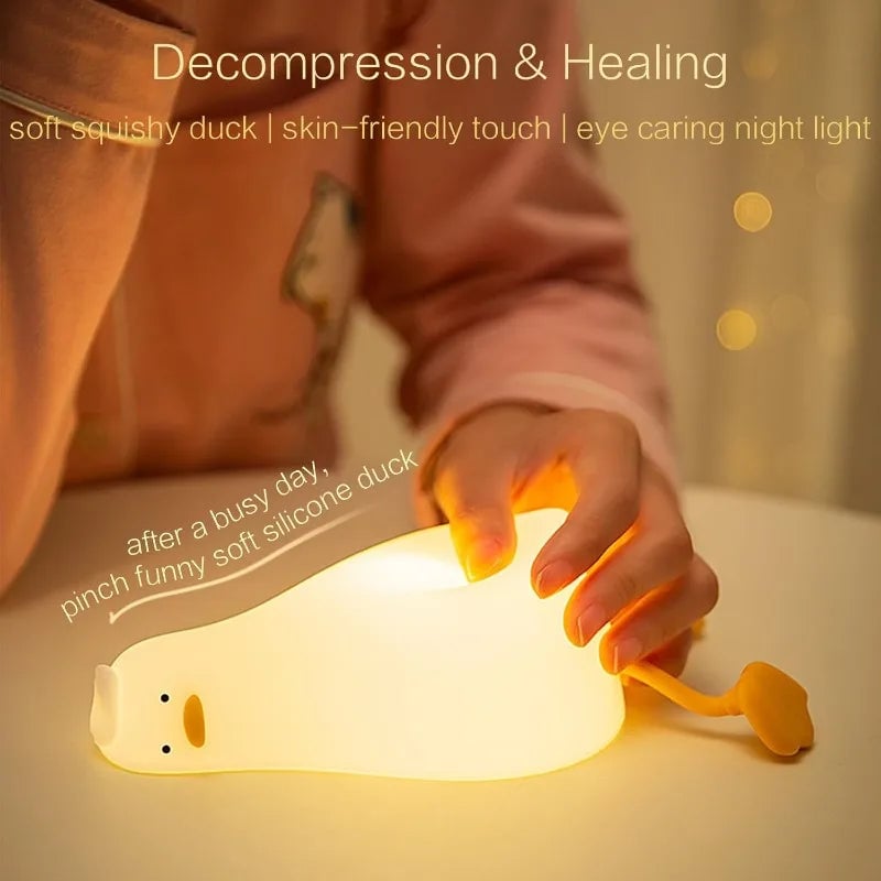 Rechargeable LED Duck Night Light Touch Control Silicone Lamp
