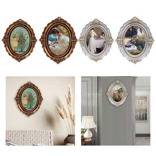 Vintage Baroque Oval Picture Frame - Antique Elegant Tabletop Wall