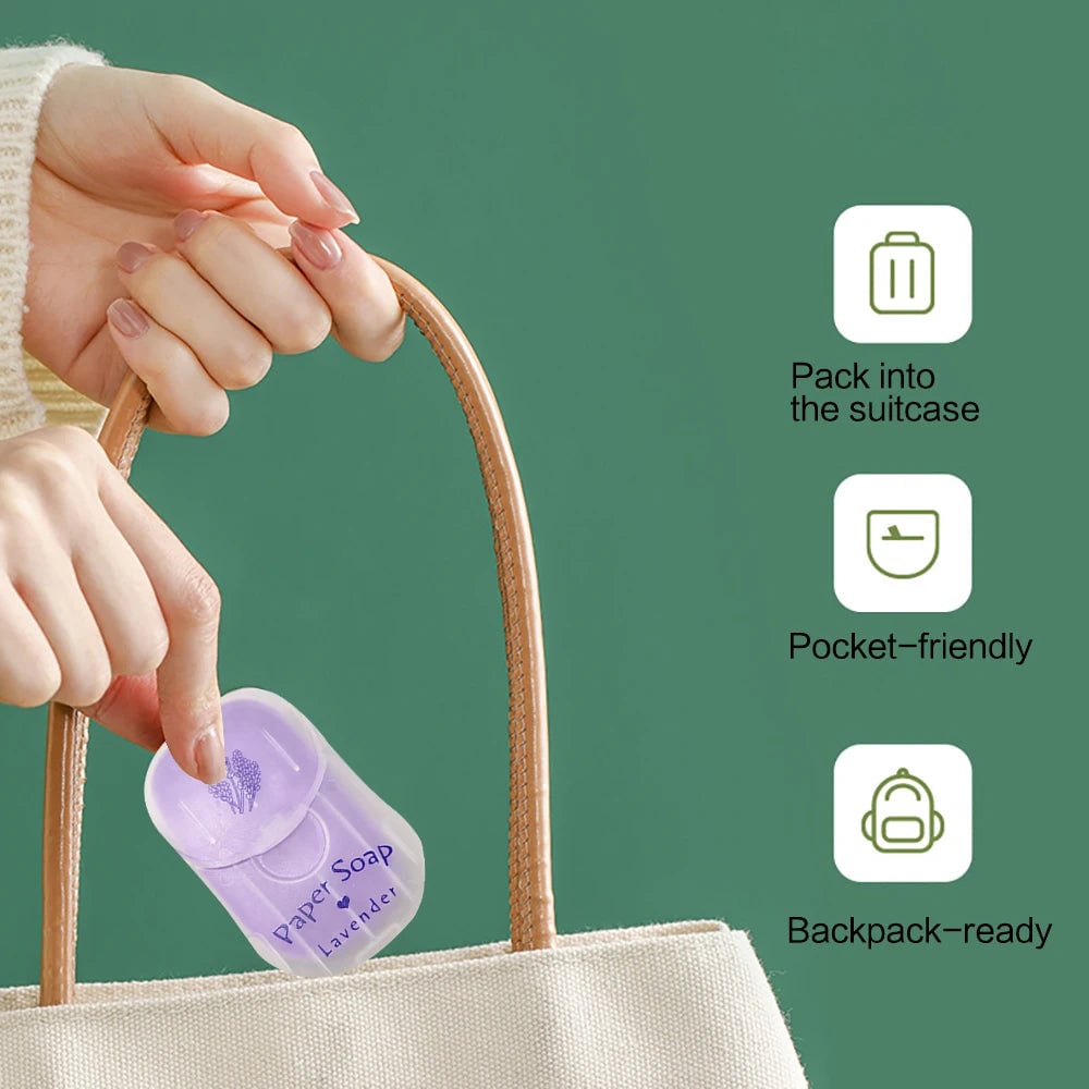 Portable Hand Soap Sheets 50ct Travel Dissolving Cleanser Wipes
