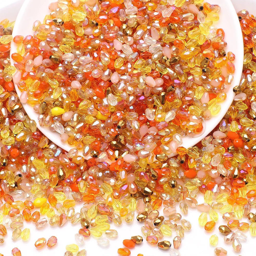 Faceted Glass Teardrop Beads 50-100Pcs Mixed Colors 3x5-6x8mm