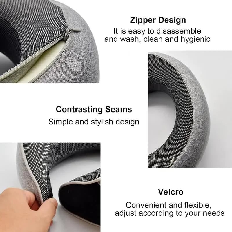 Memory Foam U-Shaped Travel Neck Pillow - Adjustable Support