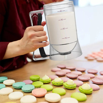 Handheld Batter Dispenser Measuring Cup with Funnel - Cake Mix Tool