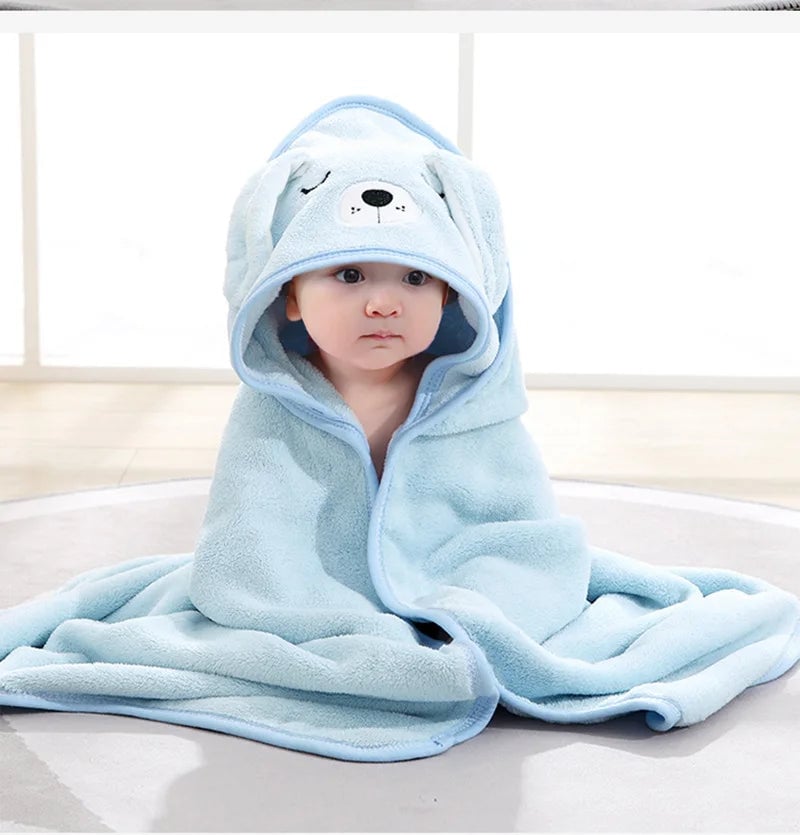 Hooded Baby Bath Towel Cartoon Animal Soft Newborn Bathrobe Blanket