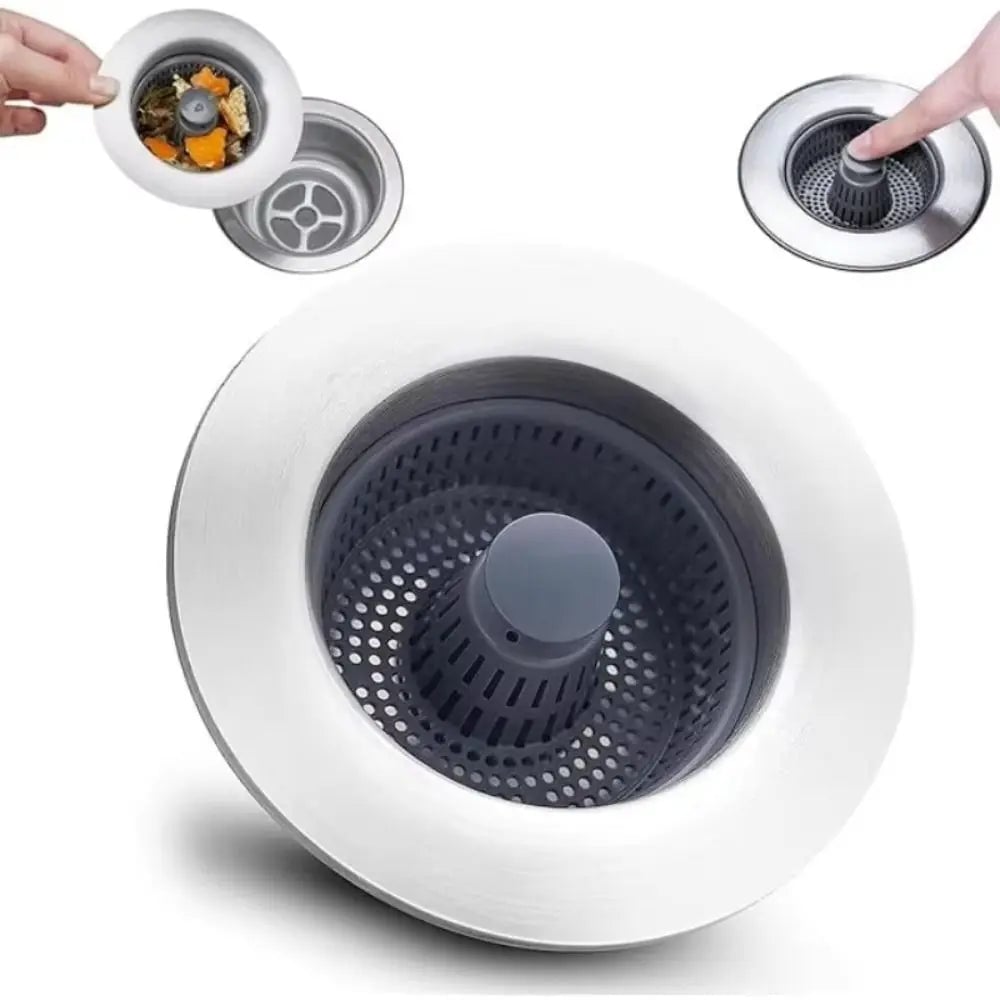 3-in-1 Leak Proof Kitchen Sink Strainer Filter Drain Basket Plug