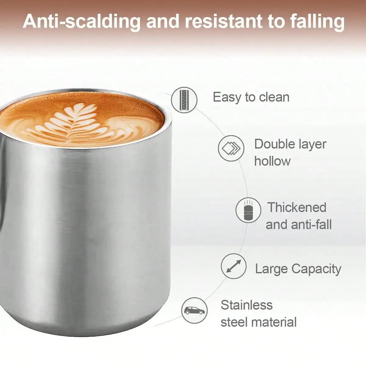 Stainless Steel Double Wall Insulated Coffee Mug with Handle 12oz
