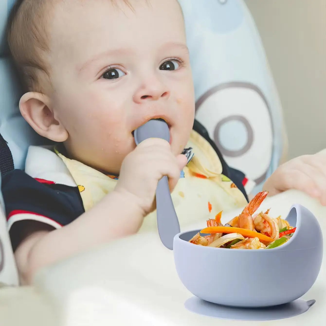 2PC Silicone Sucker Bowl Set - Baby Self-Feeding Training Bowls