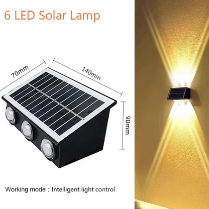 4/6/8 LED Solar Wall Lamp Waterproof Up Down Garden Street Light
