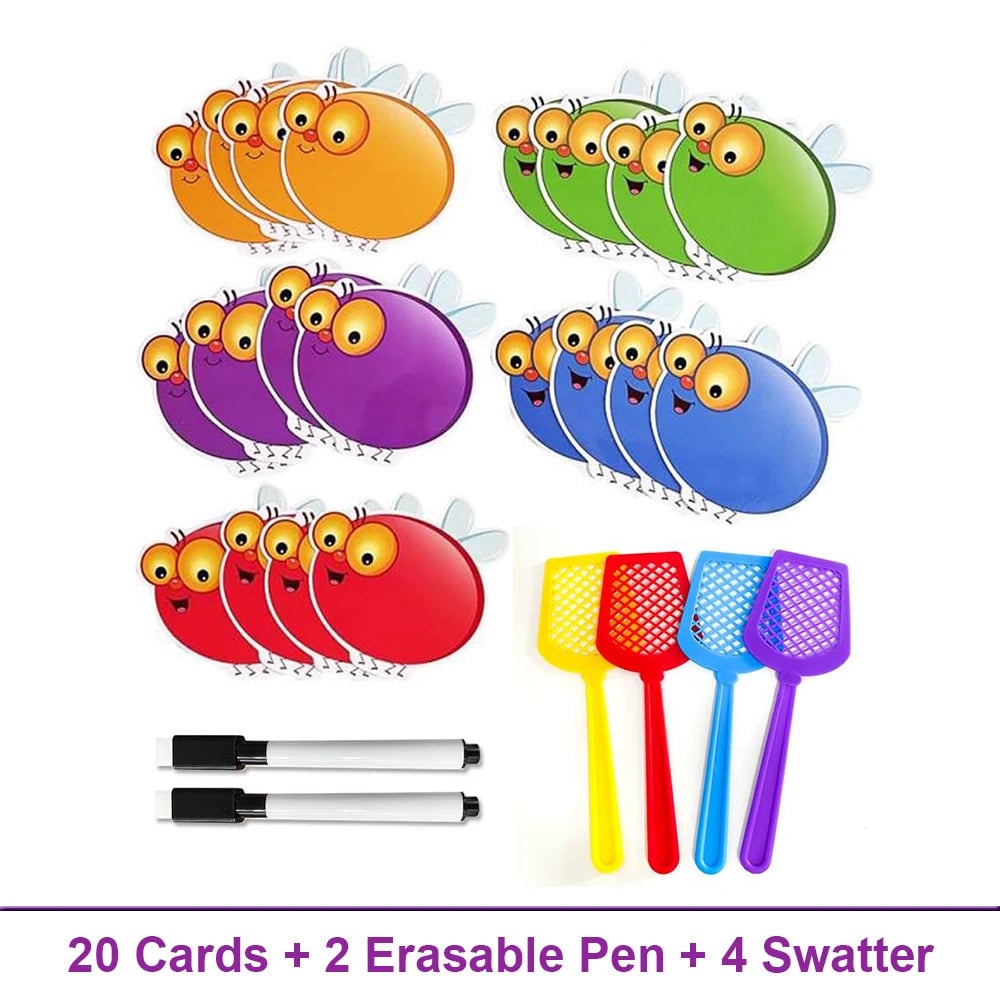 Dry Erase Blank Fly Cards Montessori Swat Game Learning Set