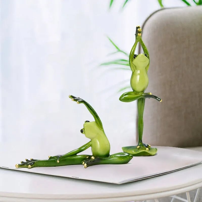 Rustic Resin Yoga Frog Desktop Decoration Bookcase Ornament