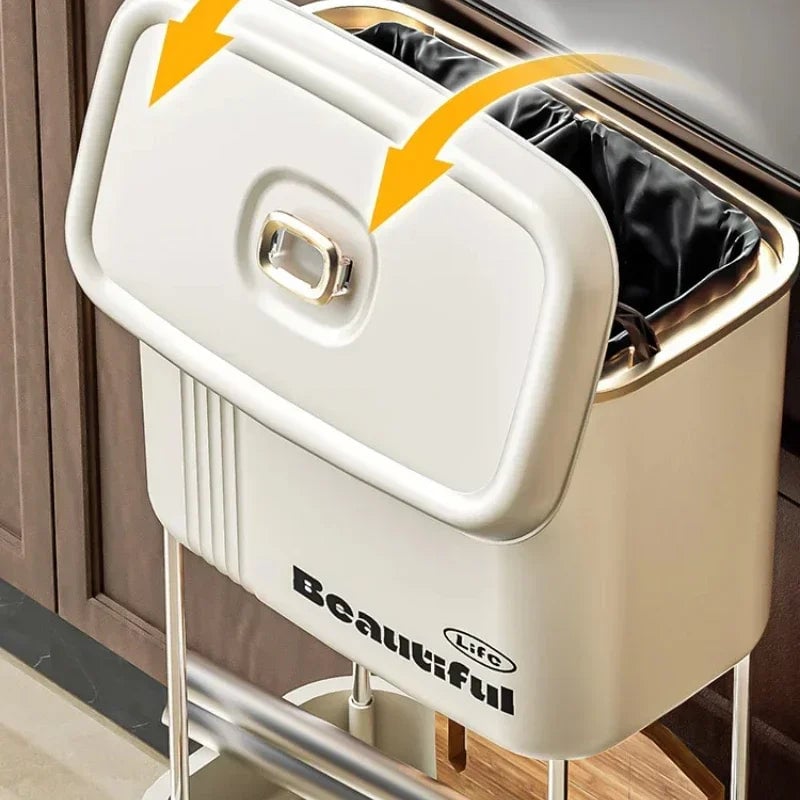 Large Capacity Kitchen Garbage Bin with Lid - Double Layer Odor Control